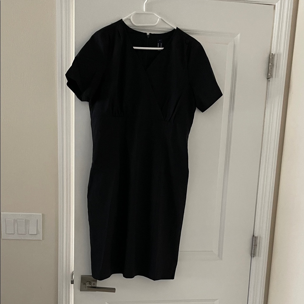 Classic Black Short-Sleeve Sheath Dress